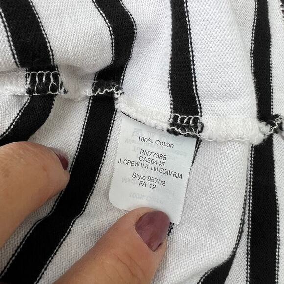 J. CREW women's size M, white, black stripes & coral striped sleeves sweater - Picture 6 of 7
